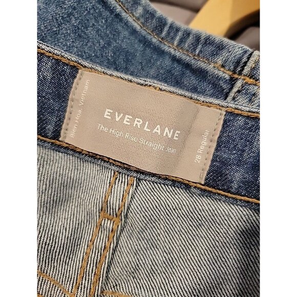 Everlane Jeans Size 28 Women The High Rise Straight Jean Medium Wash Organic - Picture 6 of 7
